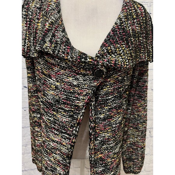 Nicole Sabbattini Multicolor One Button Knit Sweater Cardigan Size Large - Picture 2 of 8